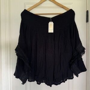 Mud Pie Kristin Off The Shoulder Top BLK SM NWT